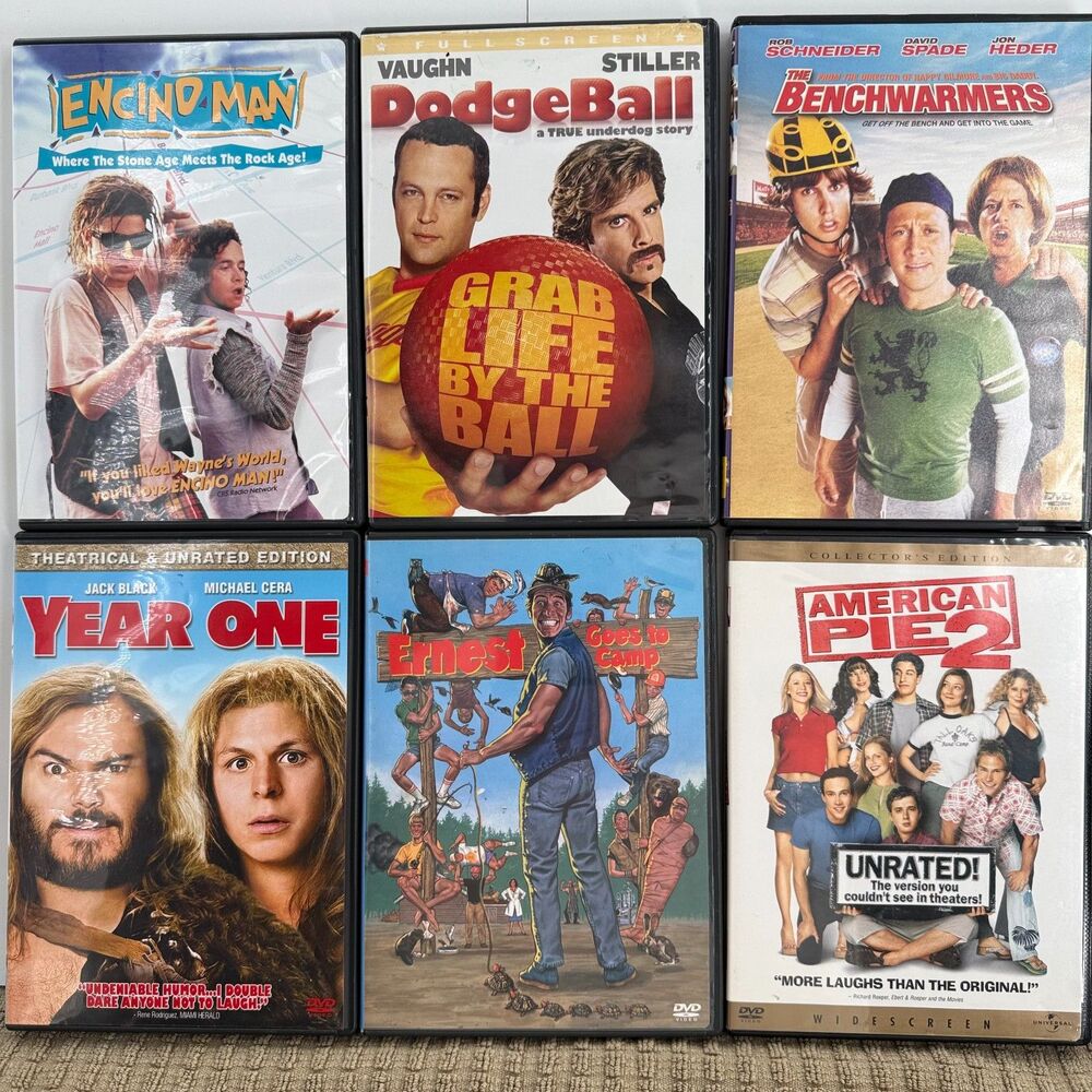 6 Comedy DVD Lot American Pie 2 DodgeBall Year One Benchwarmers